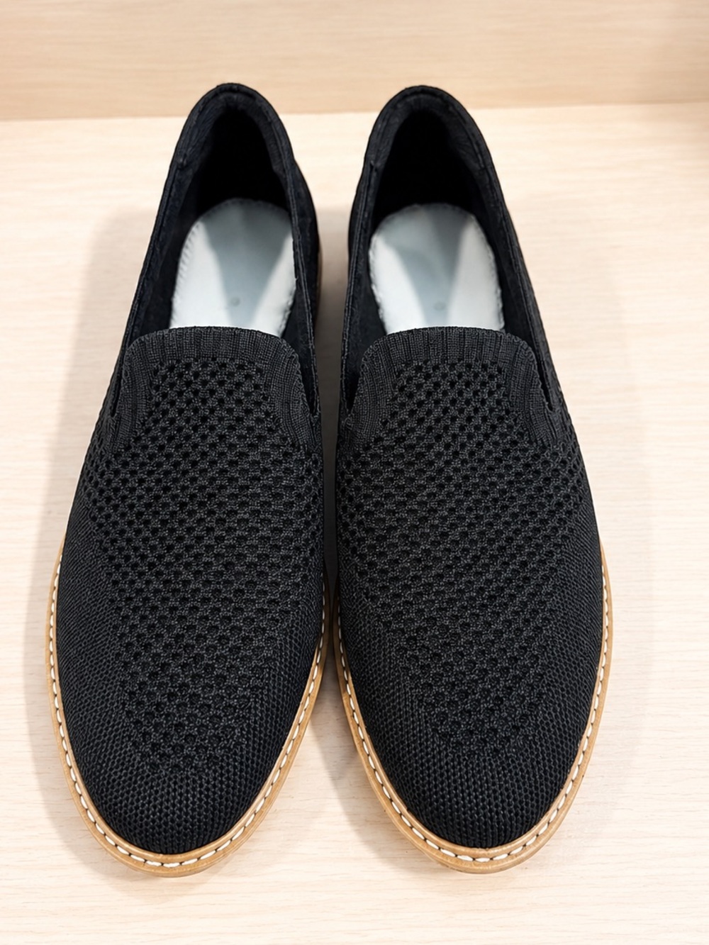 Kelly & Katie Black Knit Slip-On Loafers Comfort Flats